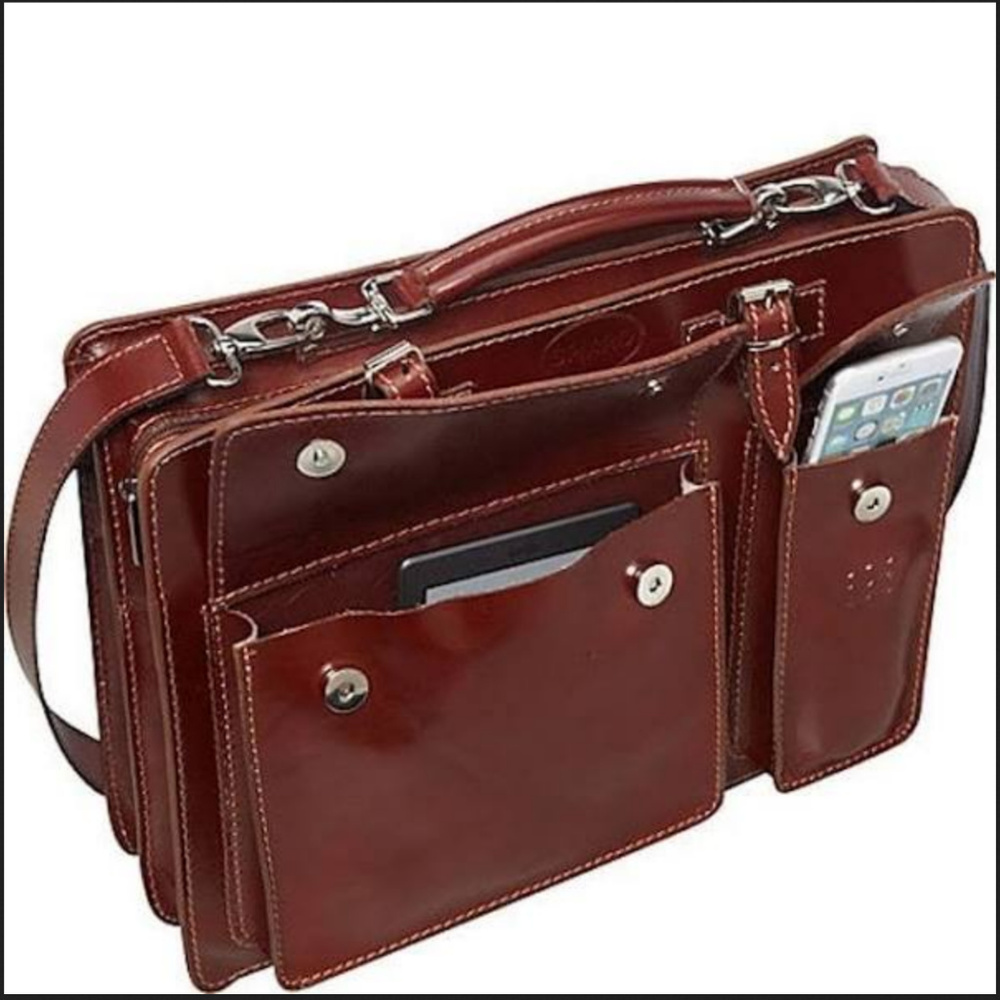 New Sharo Genuine Italian Leather Laptop Briefcase - Picture 2 of 8